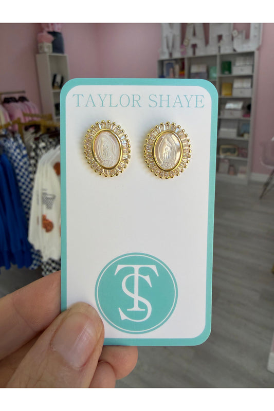 Shell Mother Mary Studs
