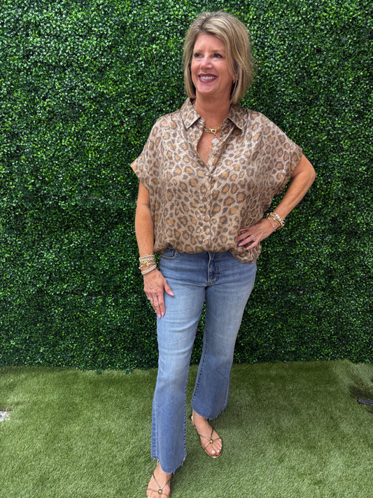 Hannah Metallic Animal Print Blouse