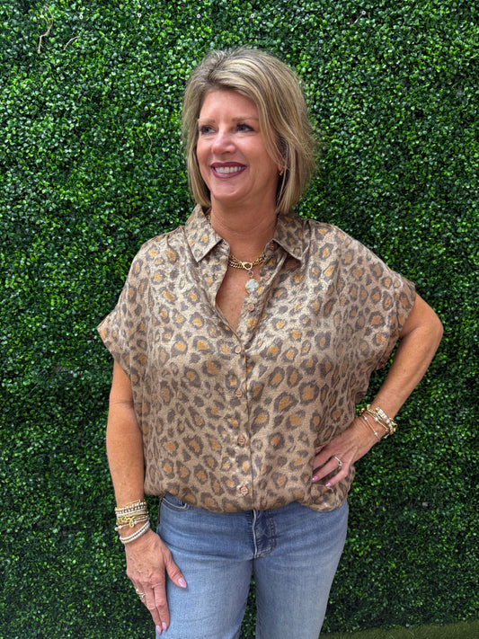 Hannah Metallic Animal Print Blouse
