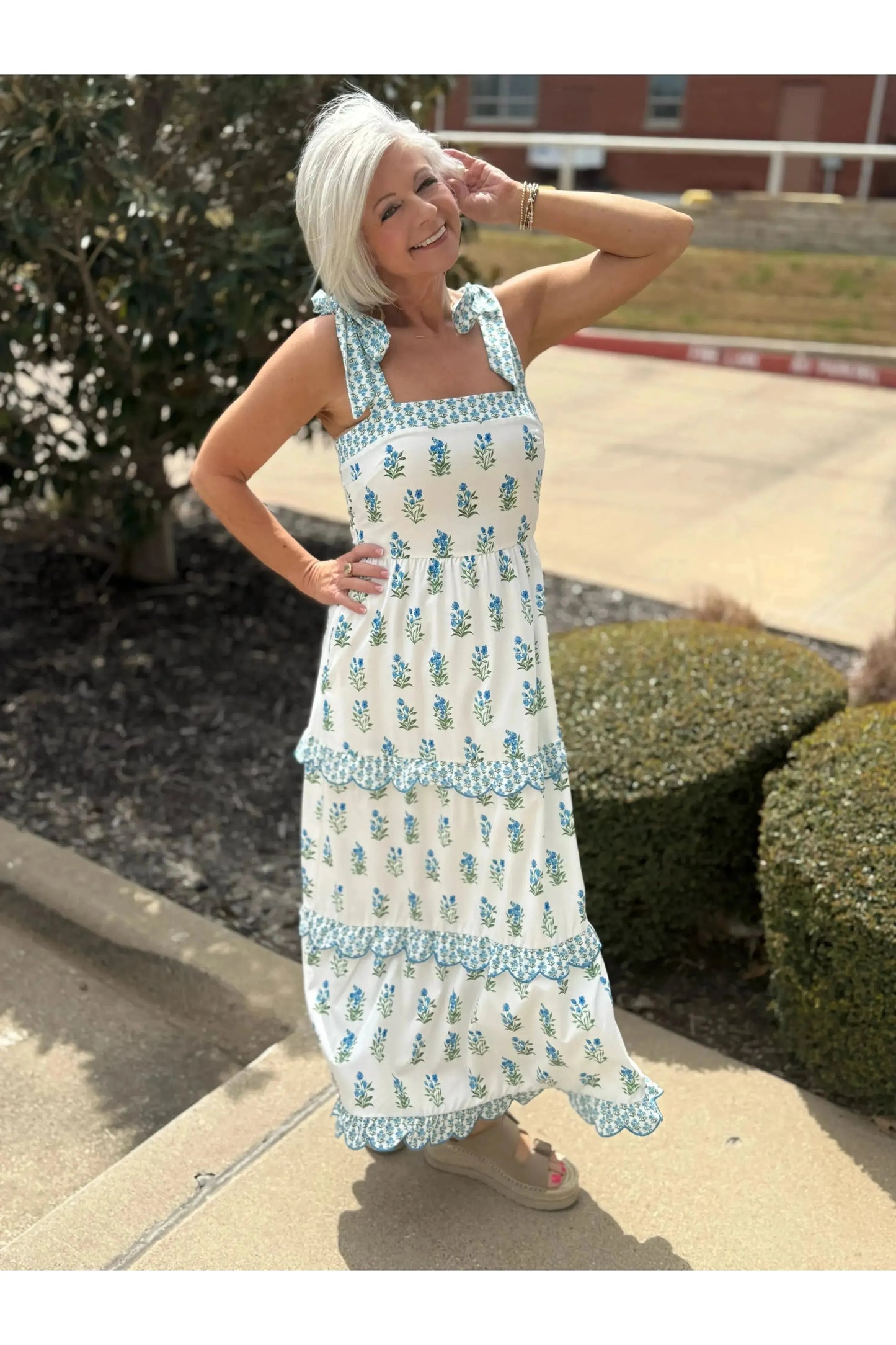 Floral Contrast Midi Dress