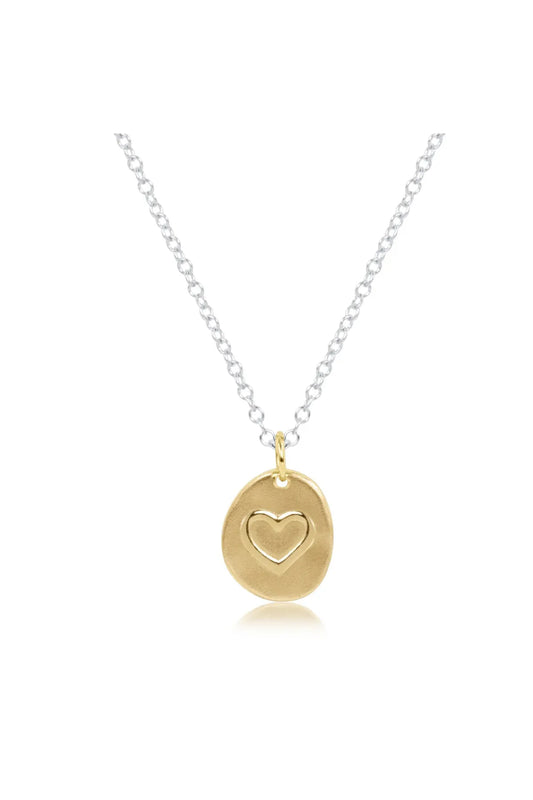 EN 16’ Necklace Sterling Mixed Metal Inspire LOVE Small Gold Charm✔️