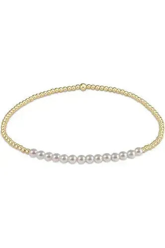 Gold Bliss 2mm Bead Bracelet -Pearl
