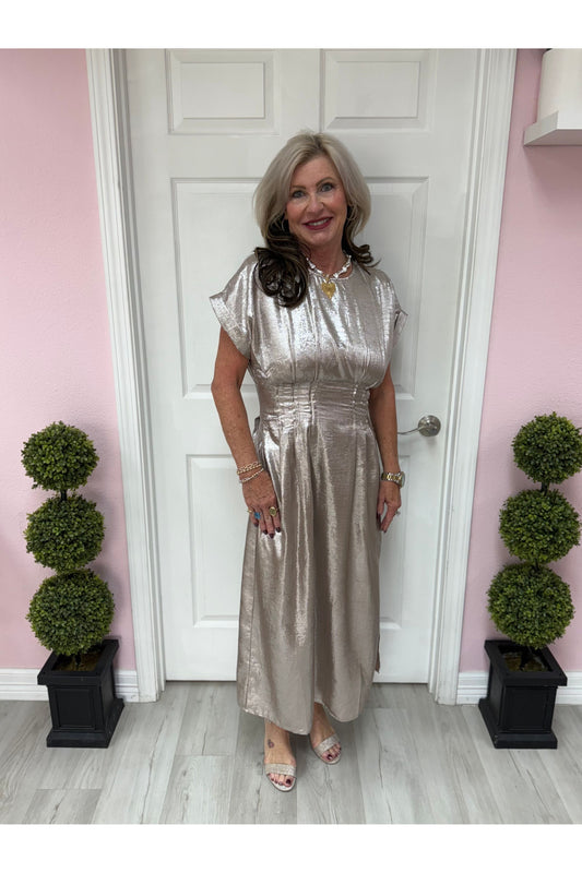 Metallic Midi Dress