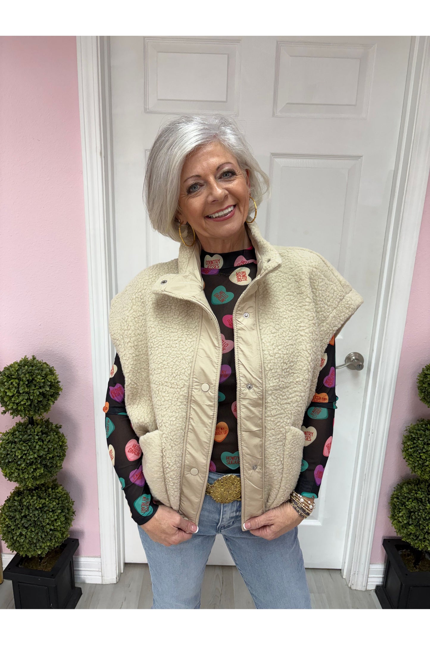 Fleece Button Vest Jacket