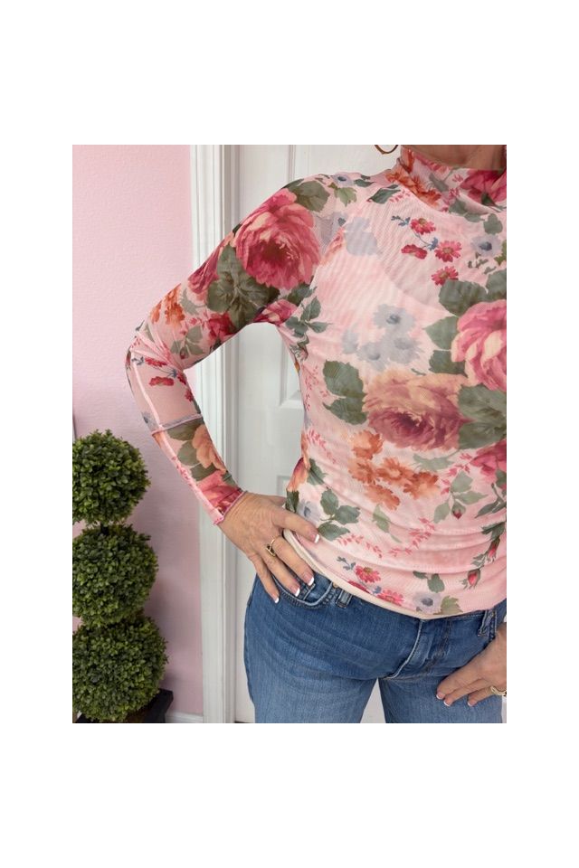 Pink Floral Mesh