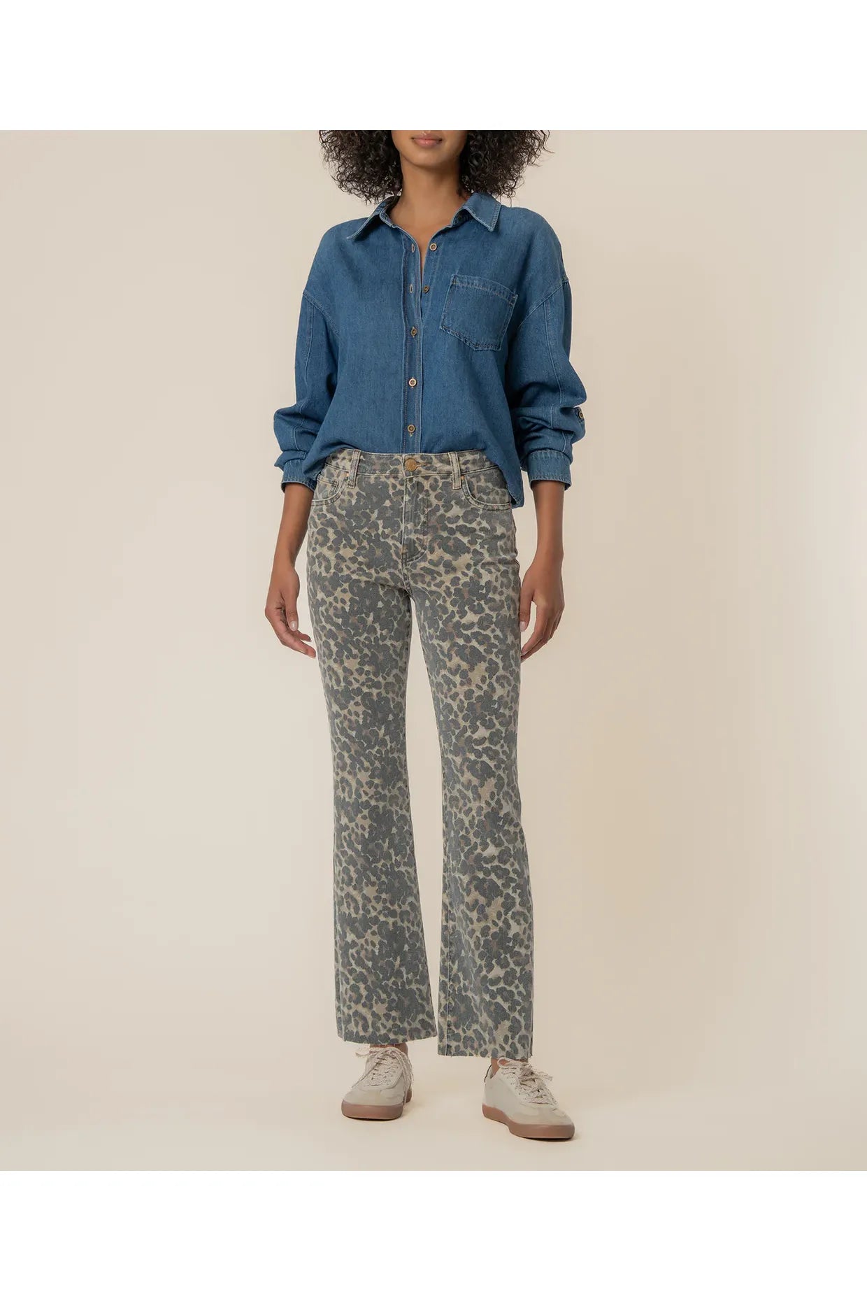 KFK Kelsey High Rise Ankle Flare- Animal Print