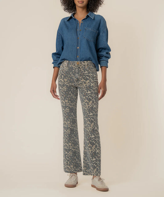KFK Kelsey High Rise Ankle Flare- Animal Print