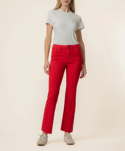 KFK Kelsey High Rise Ankle Flare- Ruby Red