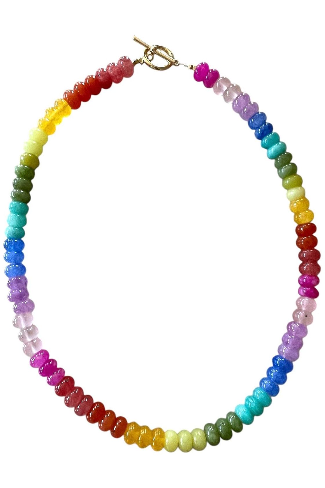 Lilly Gemstone Bead Necklace Multi-Color 8mm Opals Rainbow