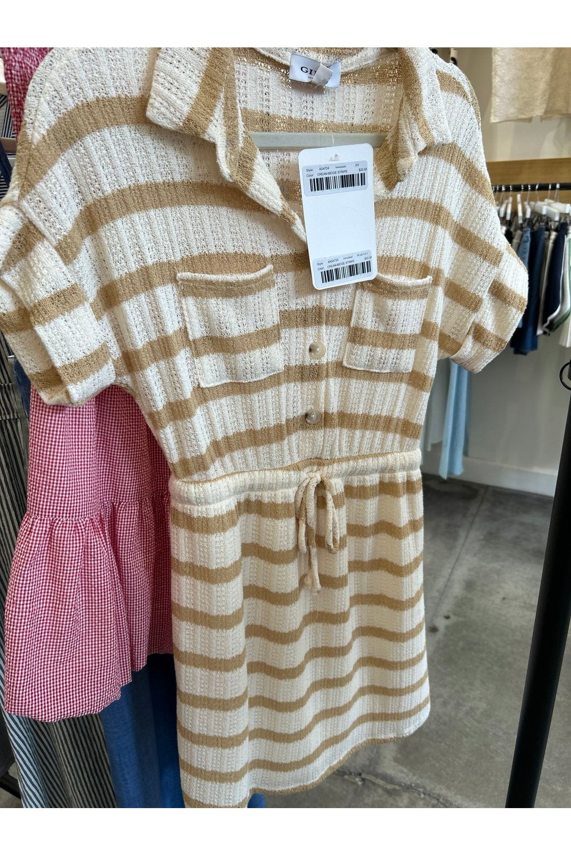 Button Up Waist Tie Mini Dress