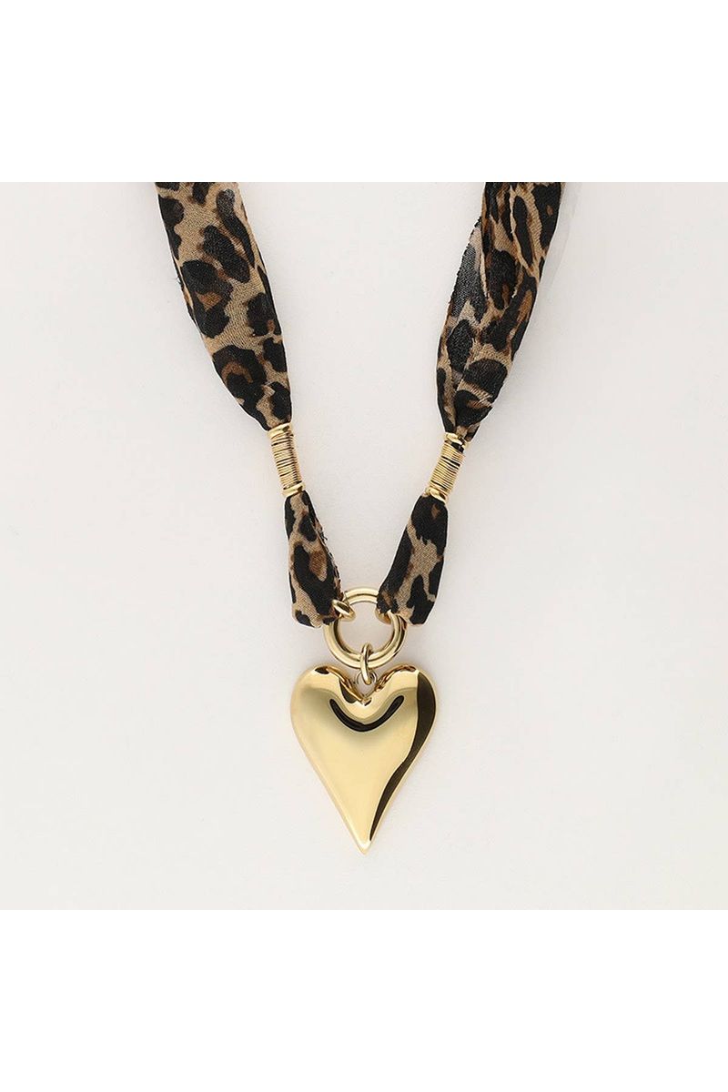 Leopard Print Heart Necklace