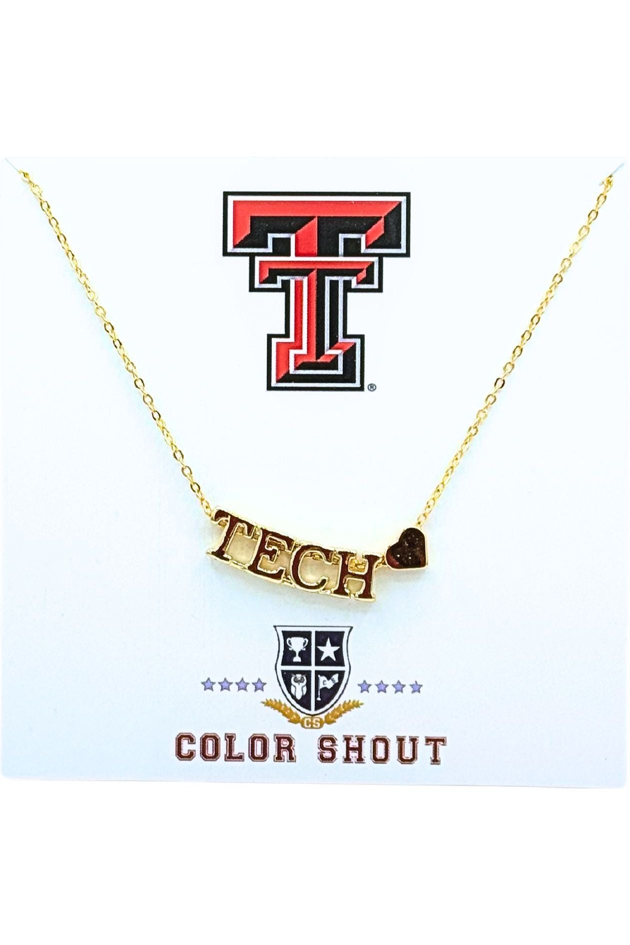 I Love College: Initial Heart Necklace Texas Tech