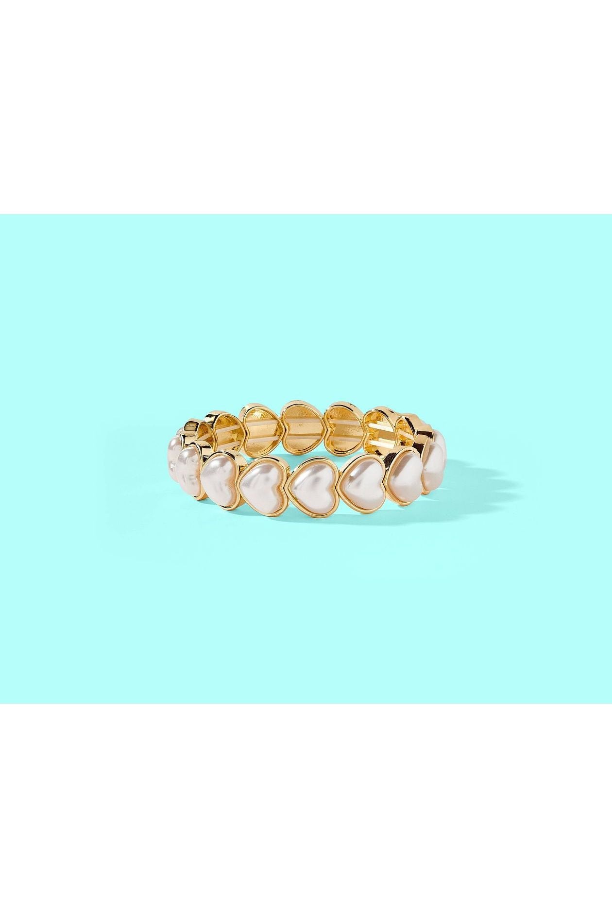 Valentine's Bracelets - 14K Gold-Plated w/Pearl Hearts - Amore