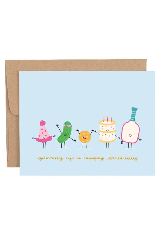Serving Up A Happy Birthday Pickleball Greeting Card