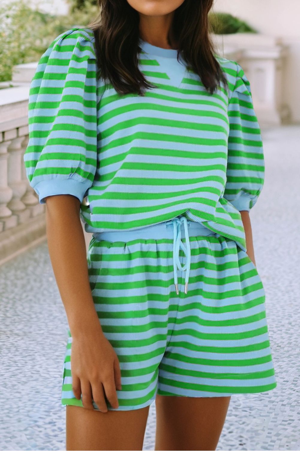 Stripe Spring Shorts Set