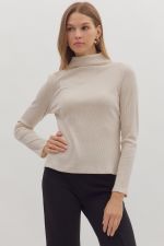 Shimmery Long Sleeve Ribbed Sweater