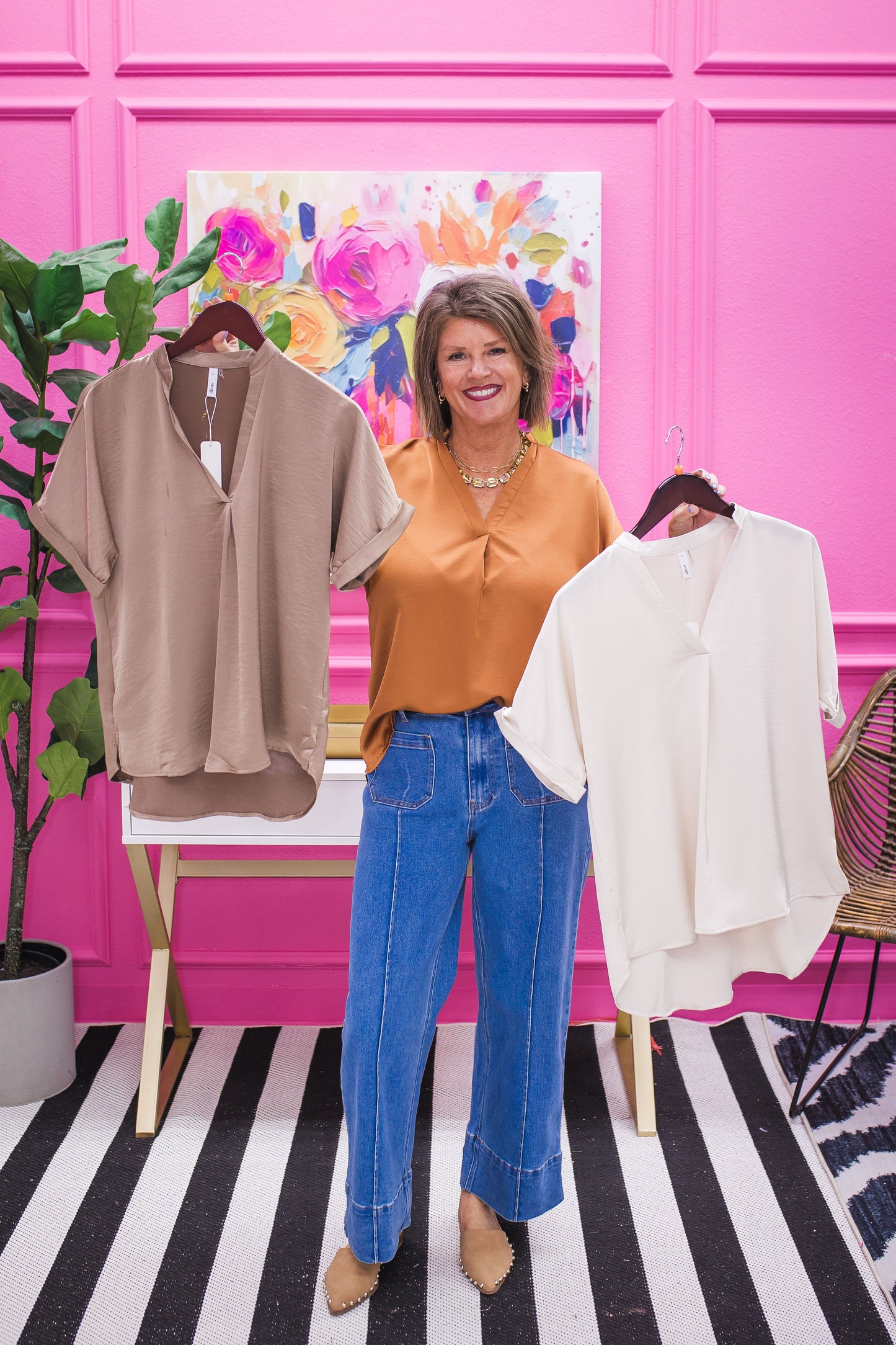 Paige Satin Vneck Blouse