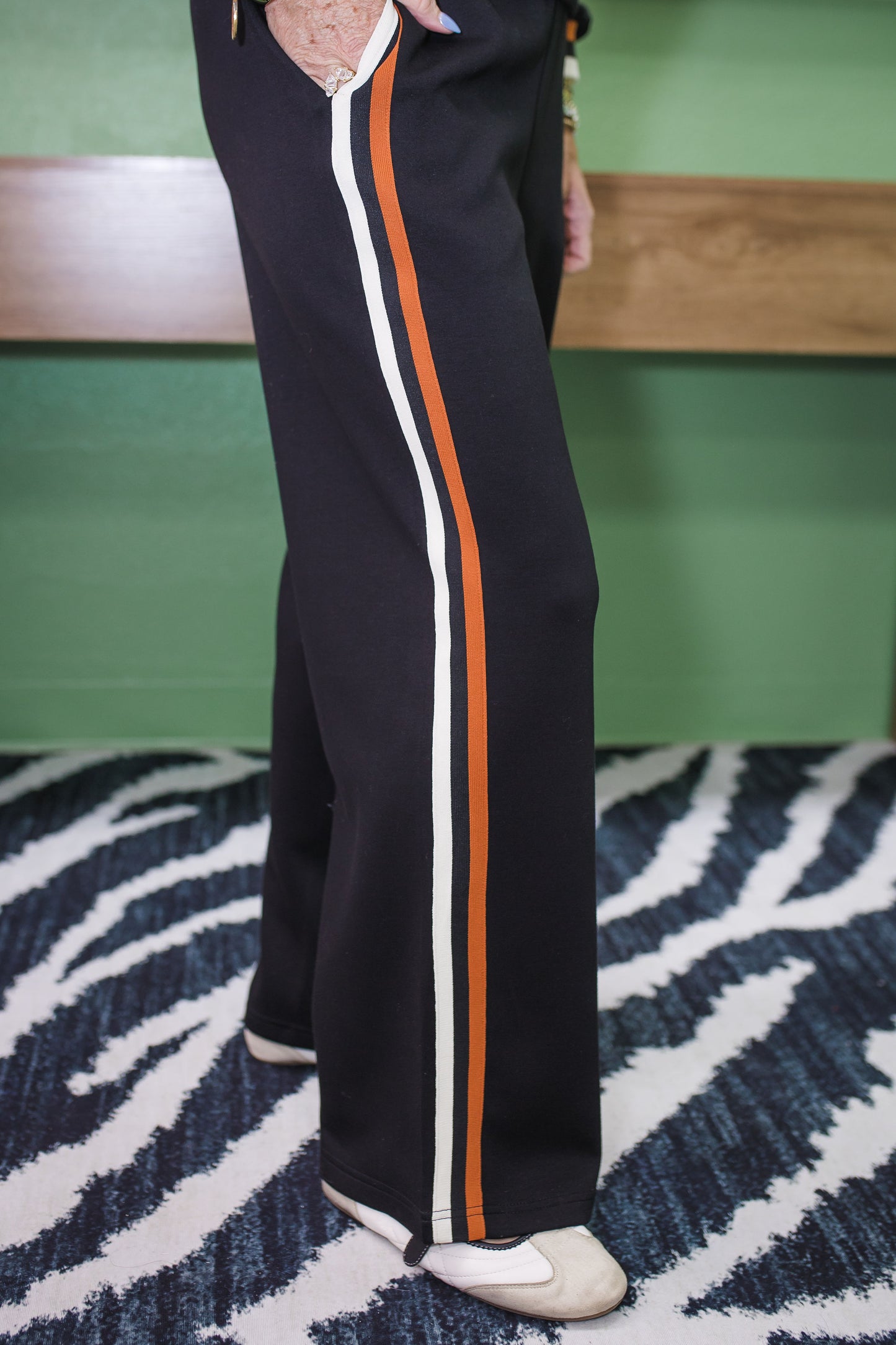Black Scuba Set with Accent Striped Trim