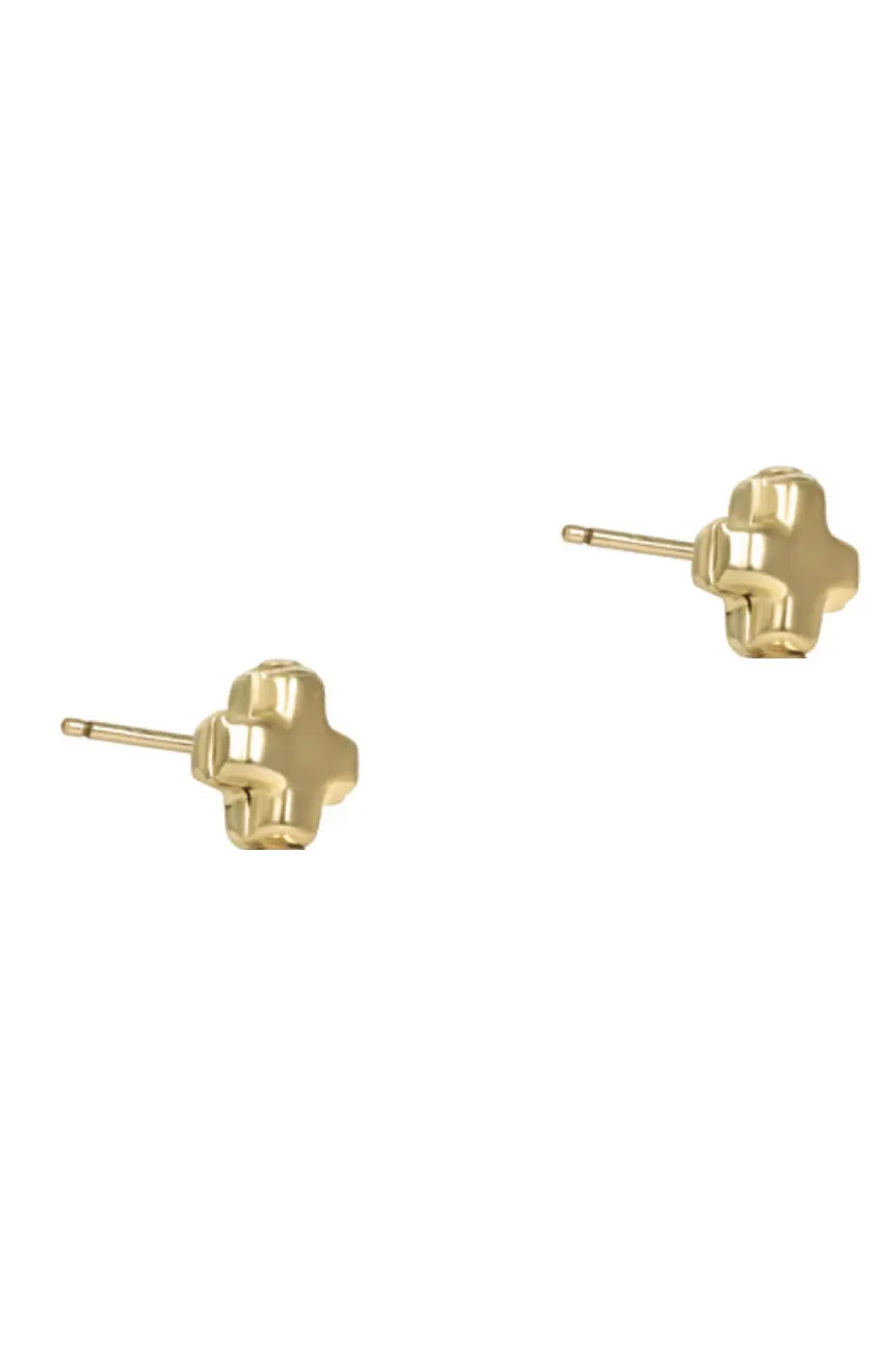 Signature Cross Small Gold Stud -Gold ✔️