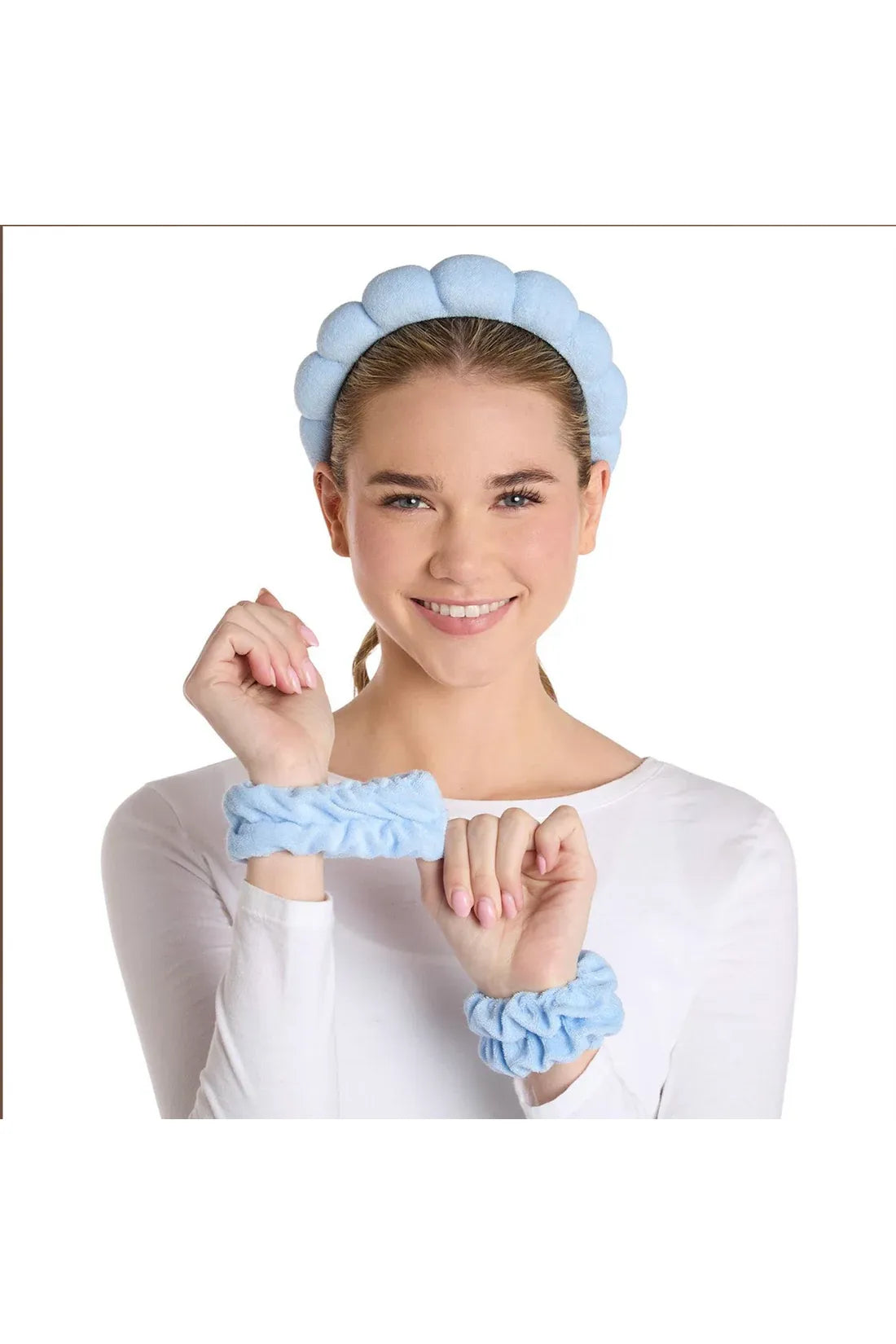 Prep and Glow Spa Bubble Head and Wristband Set.