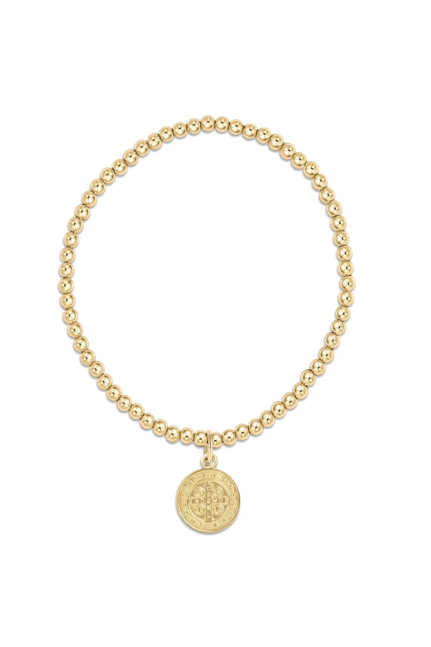 Classic Gold 3mm Bead Bracelet with Blessing Gold Disc BCLG3BLSGD