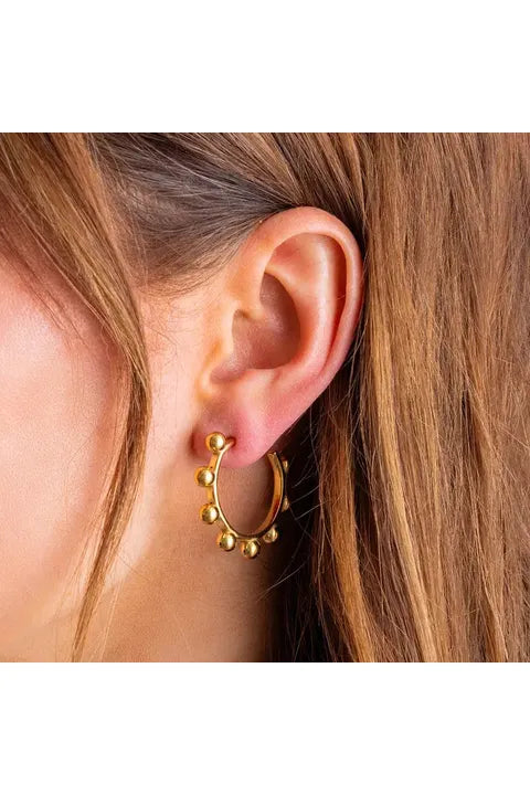 Dottie Hoop Earrings - Medium - Gold-Plated w/ Round Balls