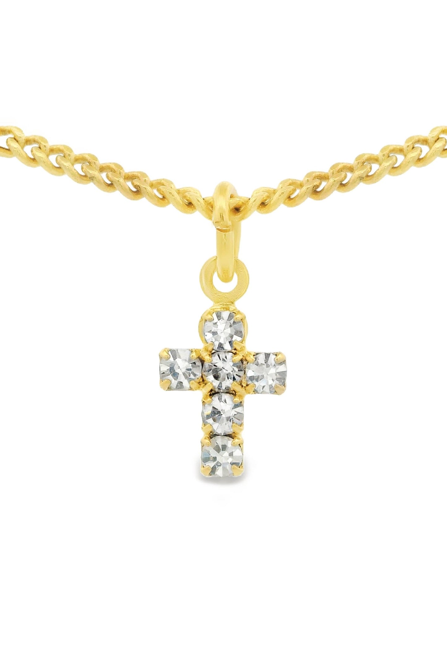 Tova Single Mini Cross Necklace in Clear