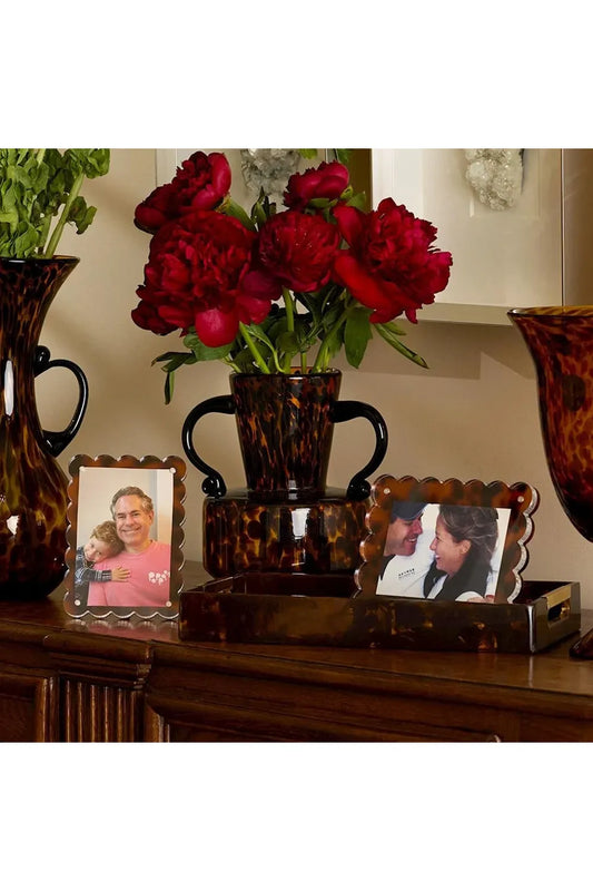 Set Of 2 Tortoise Print Scalloped Edge Acrylic Photo Frames