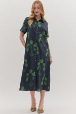 Rosamund Navy Floral Midi Dress