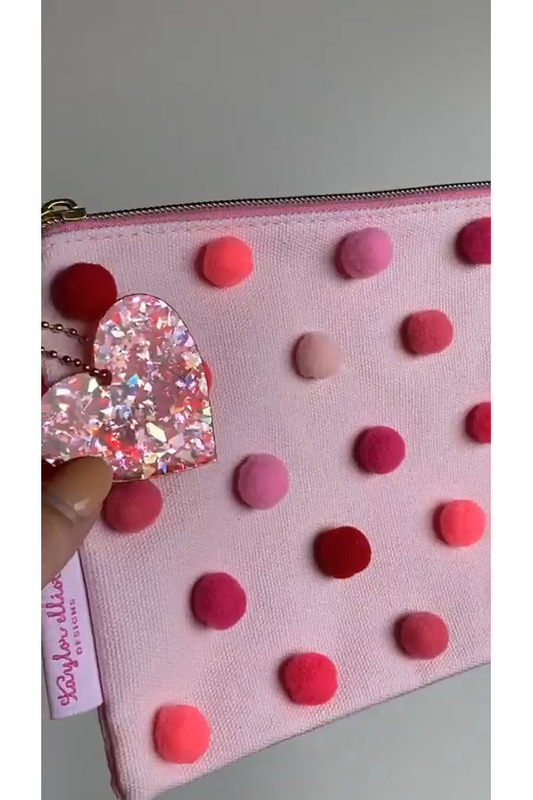 Red + Pink Pom Pom Pouch
