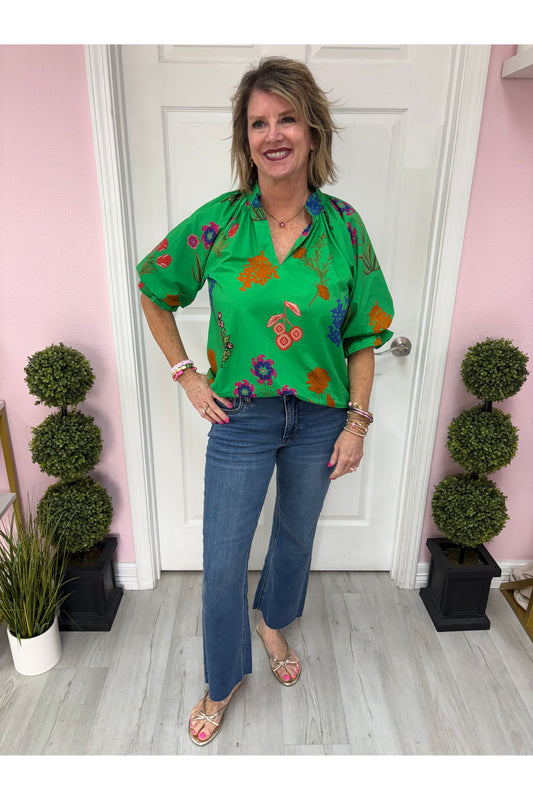 Gorgeous Floral Scallop Edge Blouse