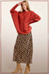 Satin Long Panel Leopard Skirt