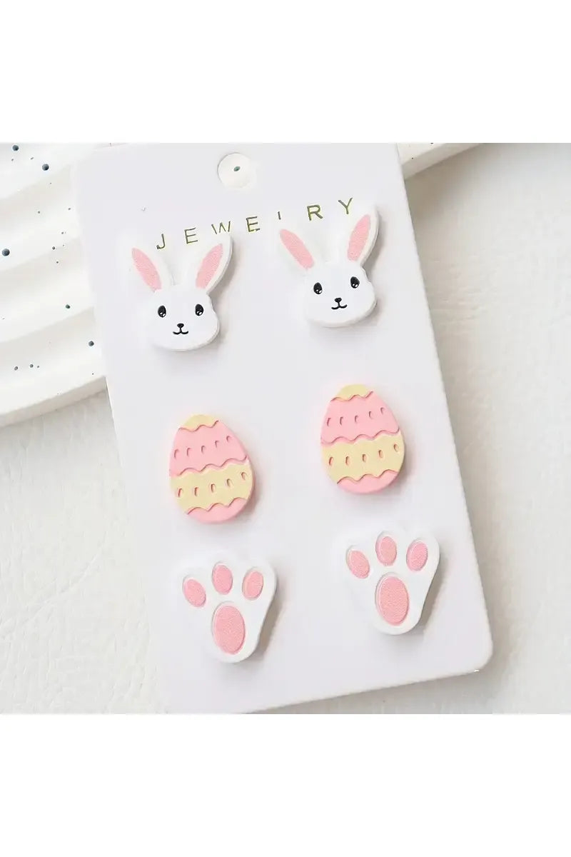 Easter Pinks + White Triple Earring Set