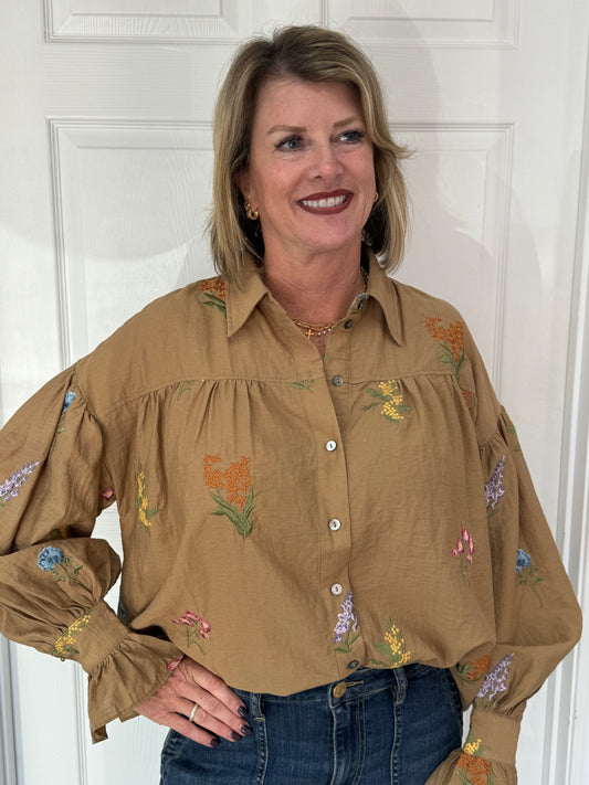 Patricia Embroidered Flowers Blouse
