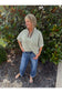 Olive Striped Blouse w/Contrasting Striped Accents