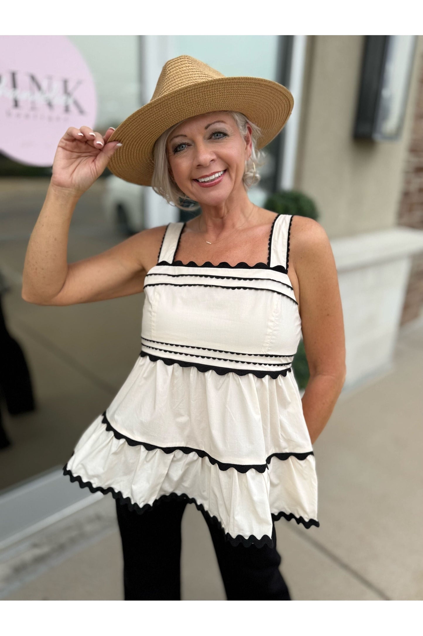 Babydoll Top W/Ric Rac Trim