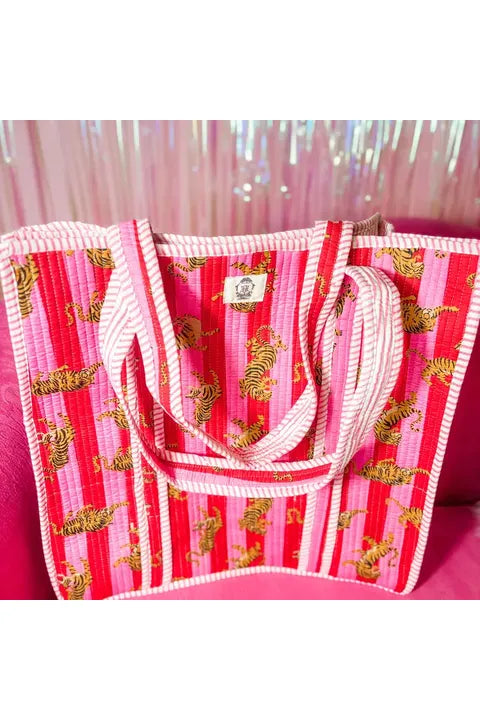 Patterned Quilted Tote Bag