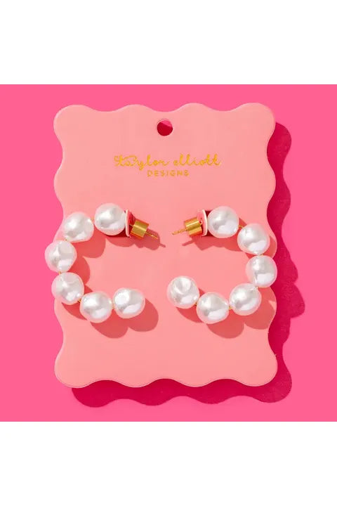 Megan Medium Pearl Hoops