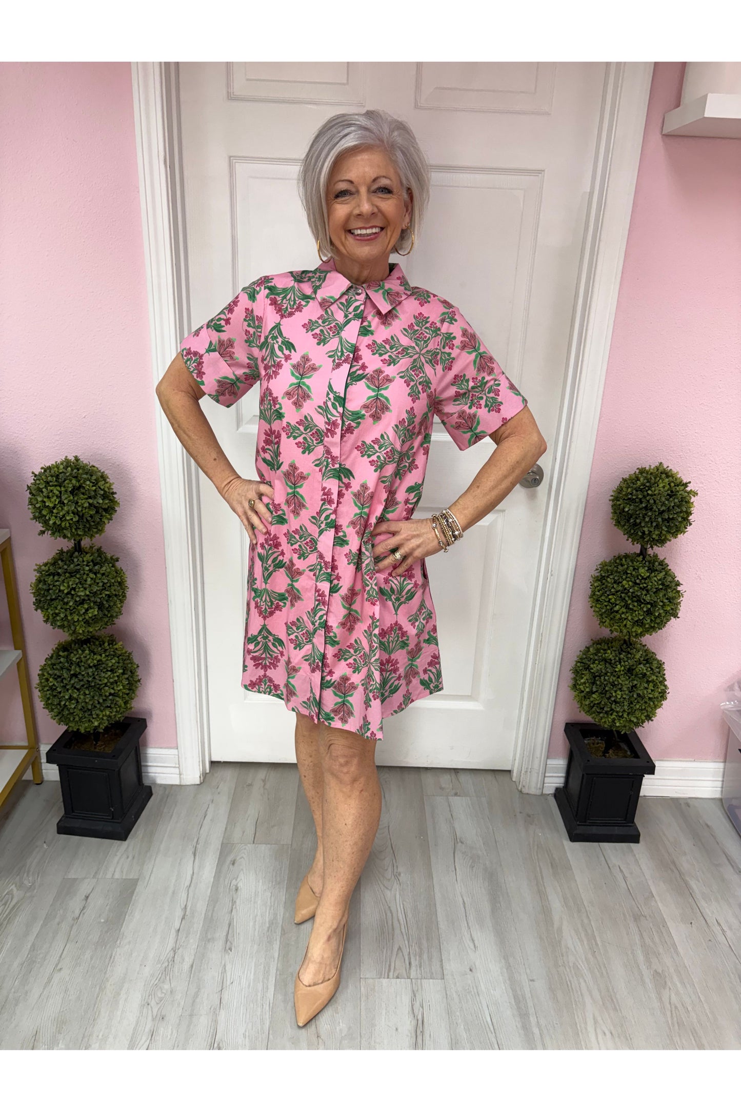 Lauren Floral Pattern Short Sleeve Dress