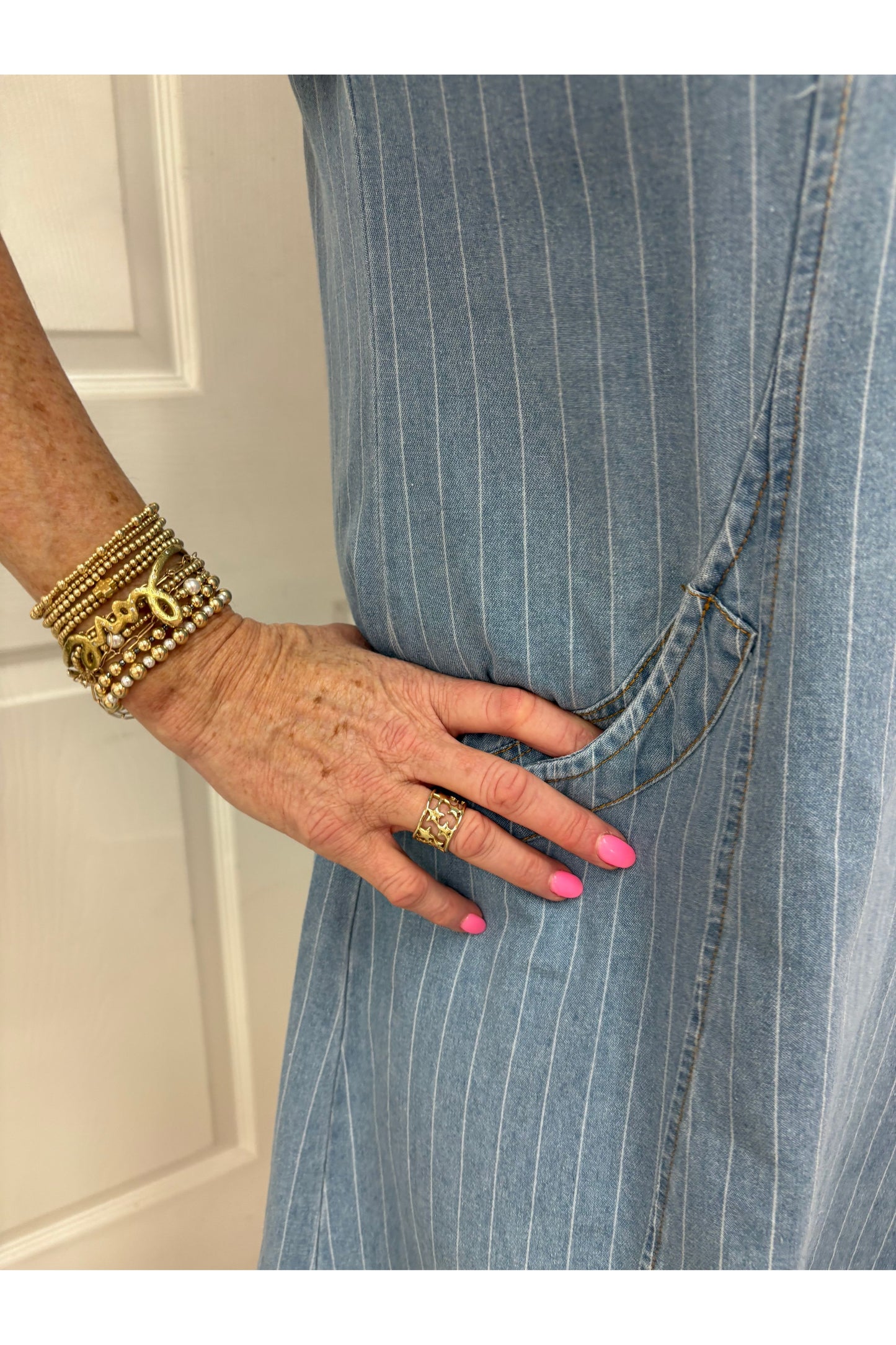 Light Denim Polo Collar Mini Dress