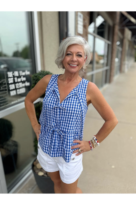 All American Gingham Sleeveless Blouse