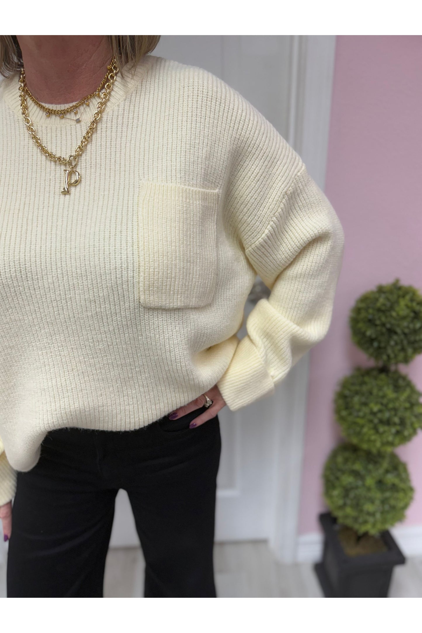 Oversized Drop Shoulder Knit Sweater