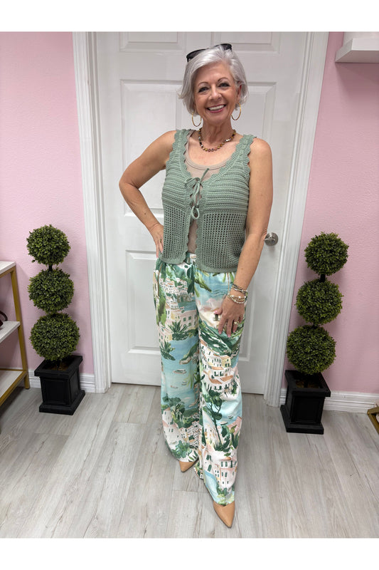 Piti Town Snipy Wide Leg Pants
