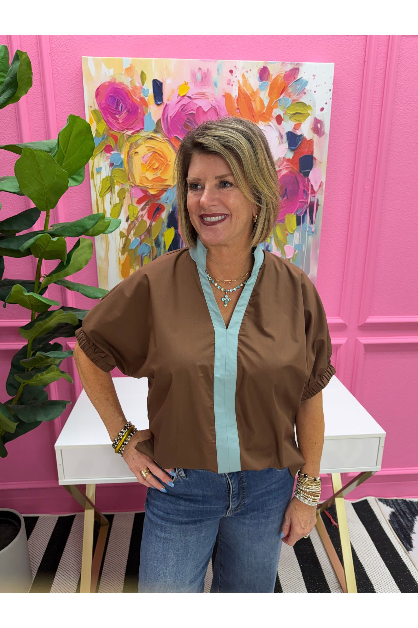Christine Brown Dolman Sleeve Blouse (Copy)