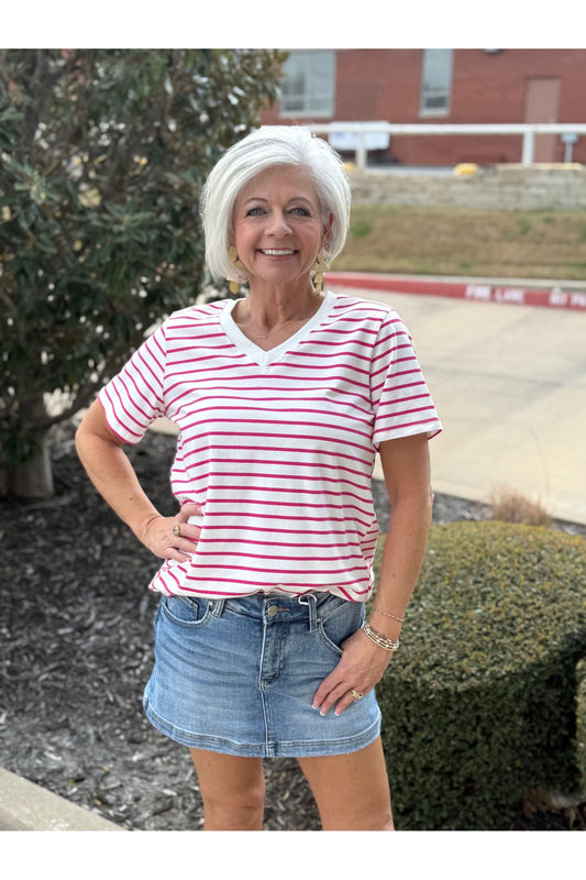 Striped VNeck Tee