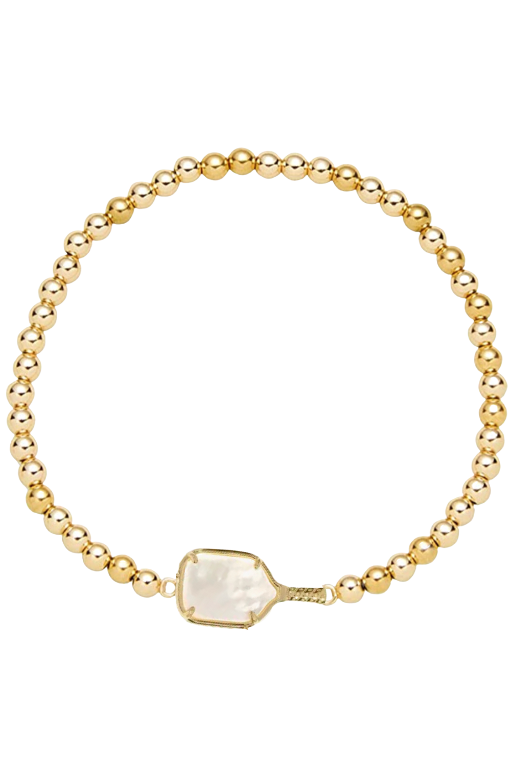 Pickleball Mother of Pearl Gold Beaded Bracelet