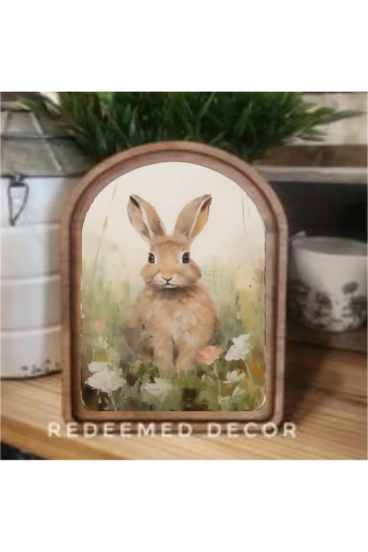Arch Top Tan Bunny Framed Art