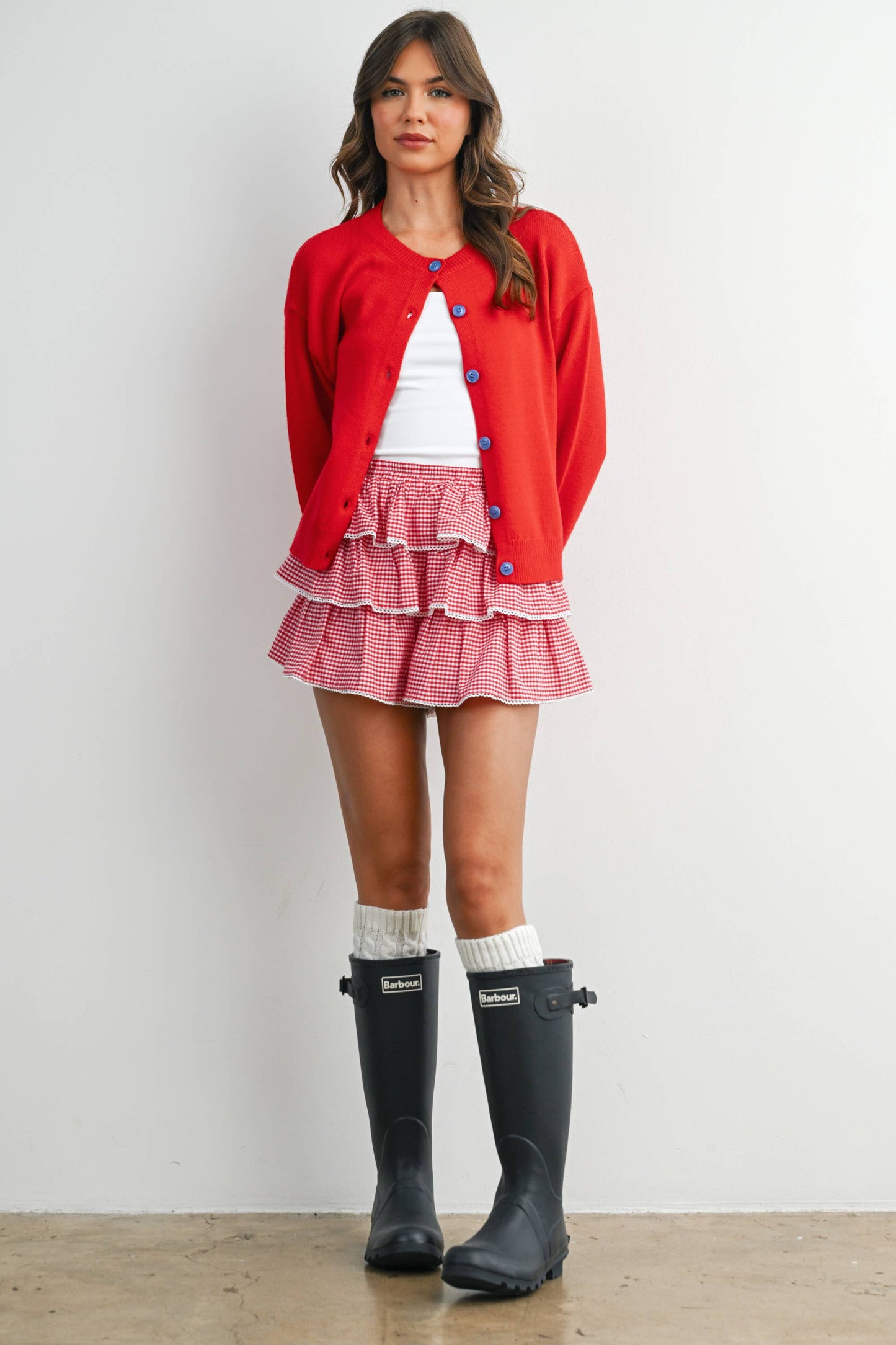 School Days Crew Neck Button Front Cardigan