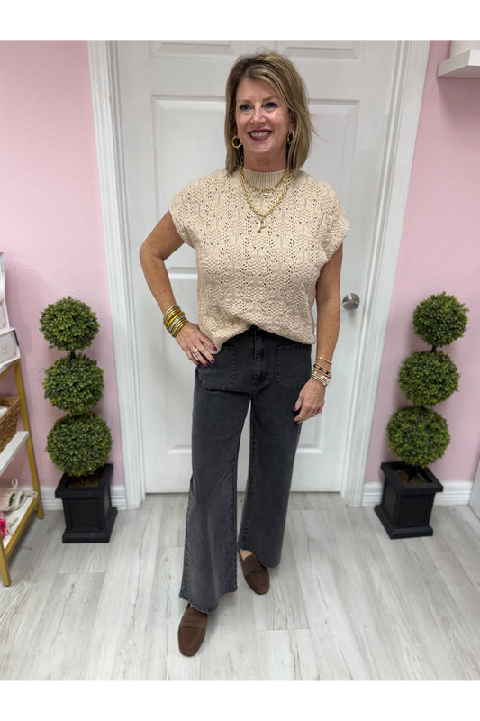 Cable Knit Mock Neck Sweater