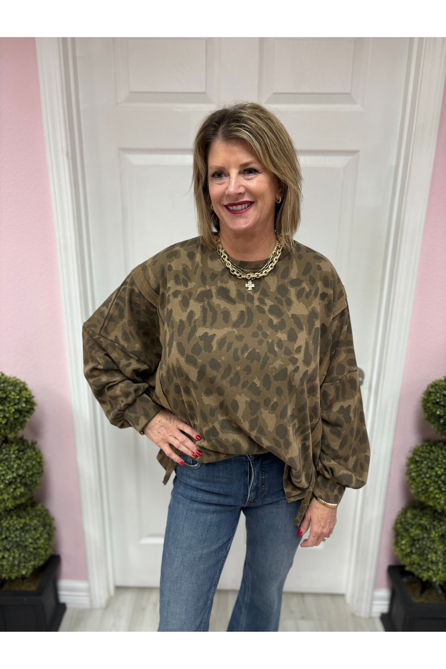 Animal Print Oversized Sweatshirt